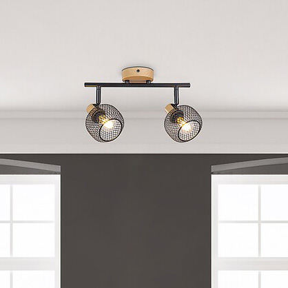 Regulowany plafon Grendel 3128 2-punktowa lampa sufitowa czarna drewno