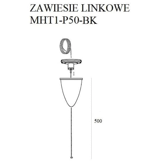 Zawiesie linkowe z regulacją DOBAC MHT1-P50-BK TRACK Maxlight bez uchwytu do szyn 5m czarne