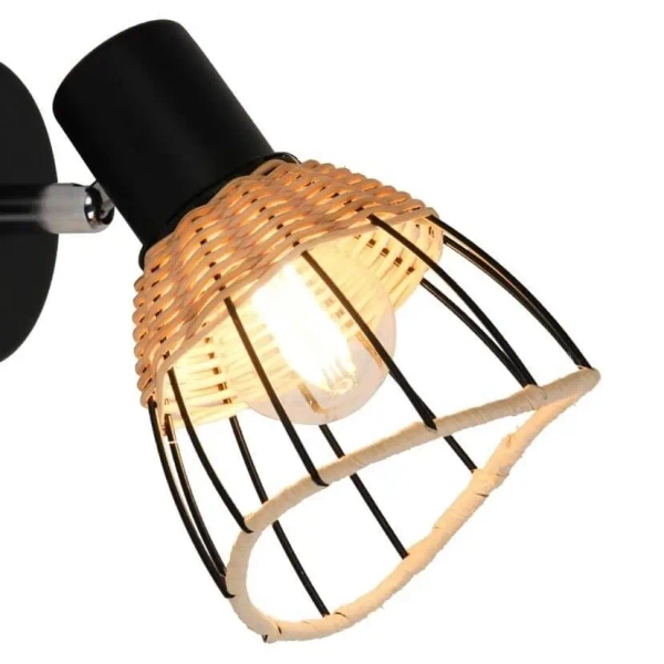 Druciany reflektorek ścienny Gent do sypialni czarny brązowy