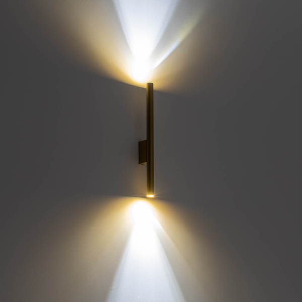 Nowoczesna lampa ścienna Laser 10562 Nowodvorski złota tuba do sypialni