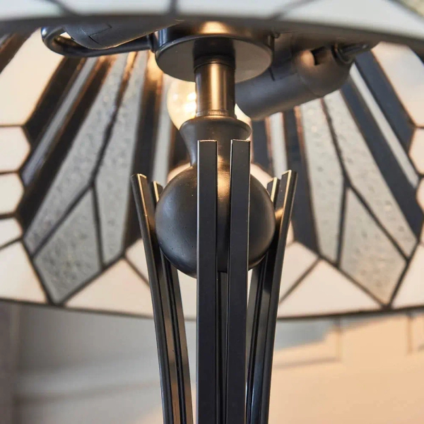 Szklana lampa nocna Astoria 63939 witrażowa do sypialni brązowa kolorowa