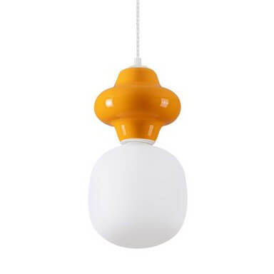 Szklana lampa wisząca VILROSA LE44556 do pokoju dziecięcego biała pomarańczowa