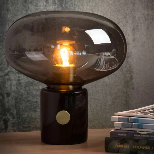 Stojąca LAMPKA nocna CHARLIZE 03520/01/65 Lucide stołowa LAMPA marmurowa czarna przydymiona