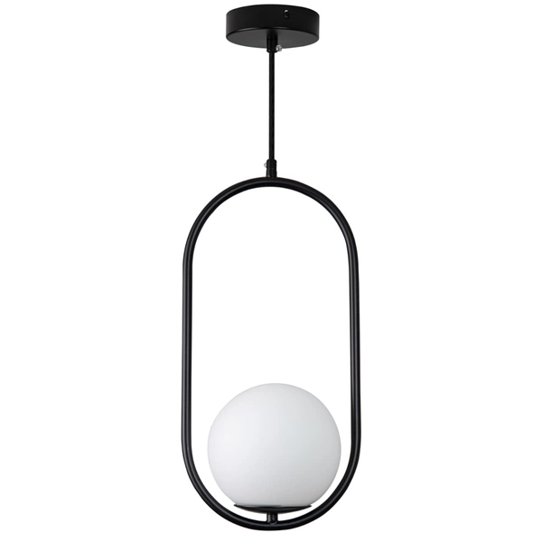 Kuchenna lampa wisząca COSTA SOLO DP0001A-400 black Step metal szkło ramka czarna