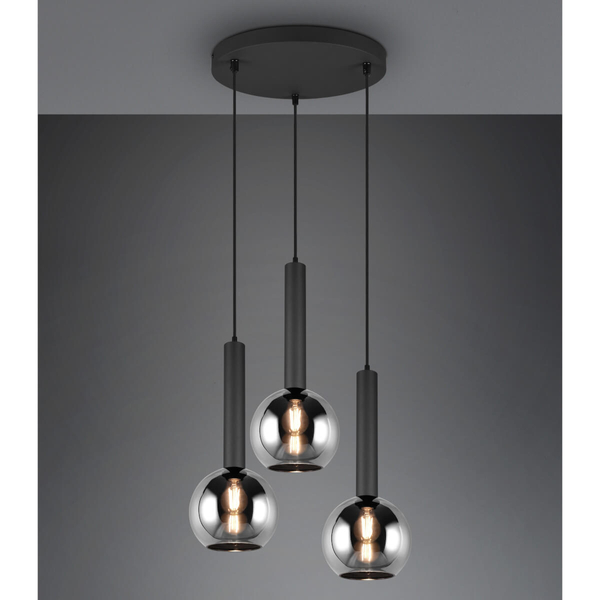 Kaskadowa lampa zwis CLAYTON 310390332 Trio kule do sypialni czarny