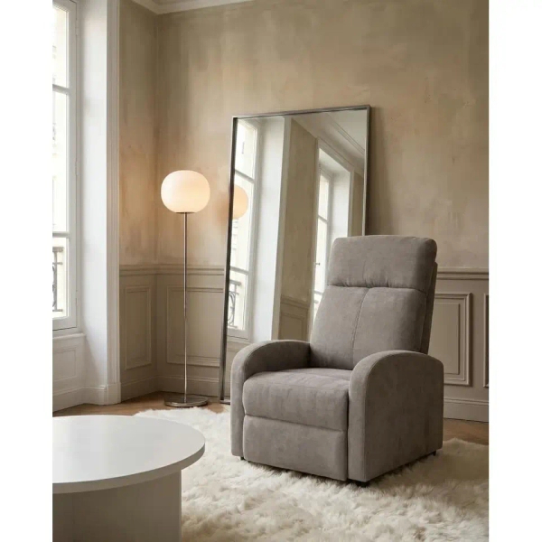 Fotel wypoczynkowy RELAX PREMIUM jasnoszary KH1501100392 z podnóżkiem