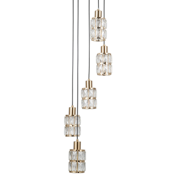 Salonowa lampa wisząca Alma PND-40668-5-HBR szklana złoty przezroczysty