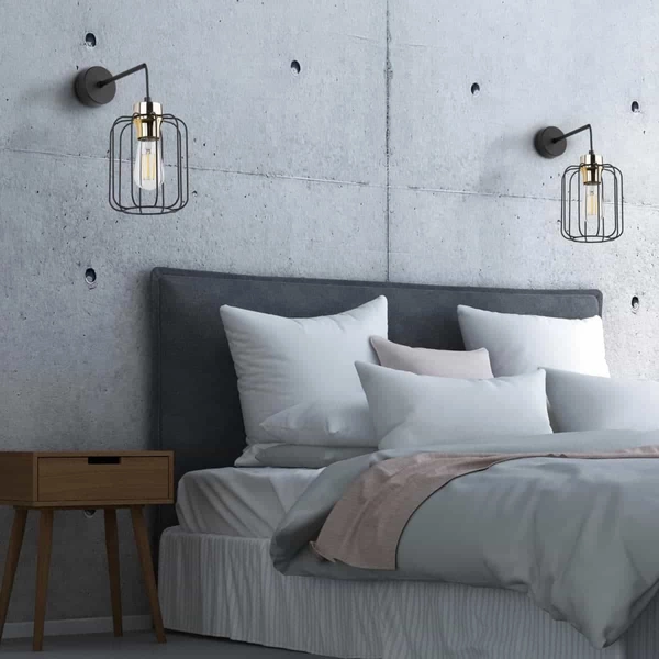 Industrialny kinkiet nad łóżko Galaxy 4742 TK Lighting druciany czarny złoty