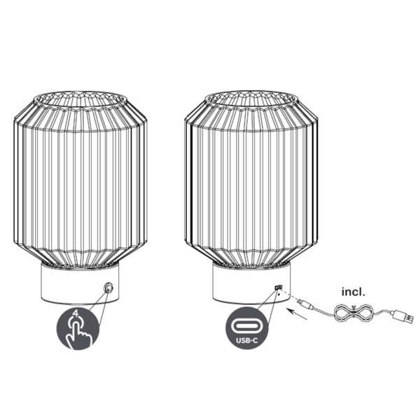 Nocna lampka Lord R57761113 LED 2W 3000K ładownie USB czarna bursztynowa
