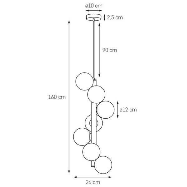 Loftowa LAMPA wisząca CUMULUS VERTICAL 10757705 Kaspa szklana OPRAWA modernistyczny zwis molekuły złoty biały