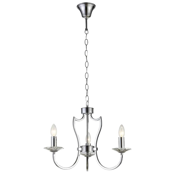 Eklektyczna wisząca lampa Riga P03755CH Cosmolight metal kryształ srebrna
