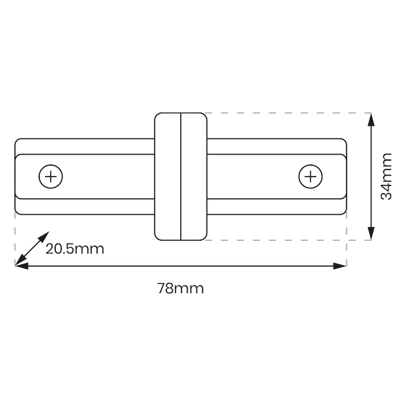 Prosty łącznik jednofazowy Track Light ML0708 metalowy czarny