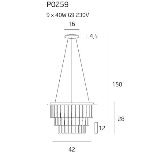 LAMPA wisząca MONACO P0259 Maxlight kryształowa OPRAWA zwis glamour crystal przezroczysty