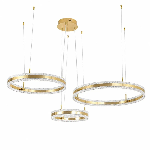 Lampa wisząca ARKADIA ST-6376-40+60+80 złota LED 95W 3000K ringi