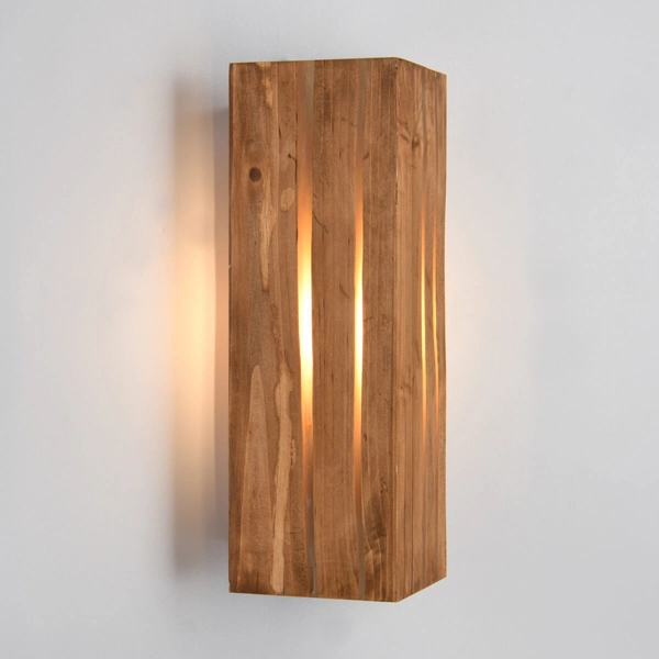 Drewniany kinkiet ścienny KARUNI 263300130 Trio podłużna kostka eco brązowy