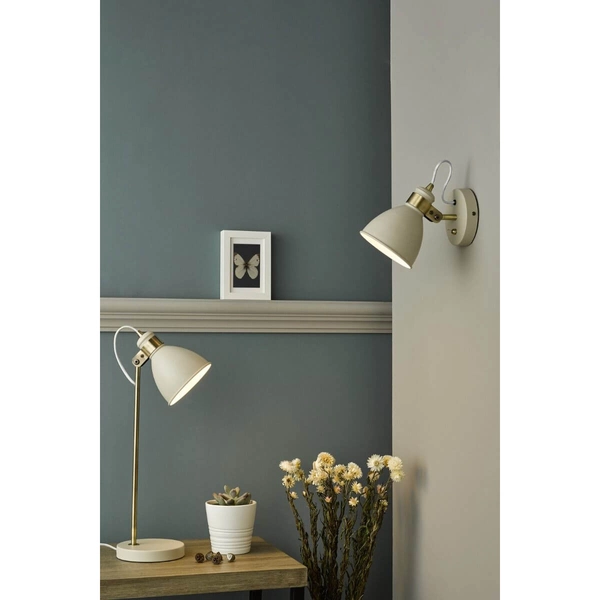 Ścienna lampa nad łóżko Frederick FRE0733 do czytania kremowy mosiądz