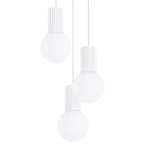 Ryflowana lampa wisząca HALO SL.1710 potrójna kule białe