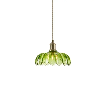 Wisząca lampa szklana KURAGE zielona 109177 1xE27 retro szklana do pokoju