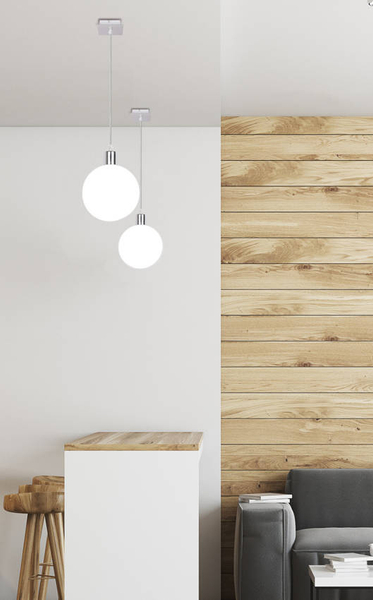 Lampa wisząca kula Oden 31-03287 Candellux regulowana chrom biała