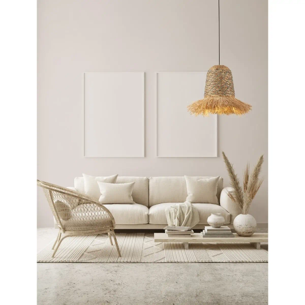 Lampa wisząca do jadalni FANLIZA LE45360 boho drewniana brązowa