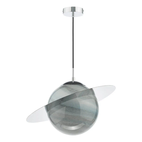 Dziecięca lampa wisząca Saturn SAT0150 planeta okrągła chrom