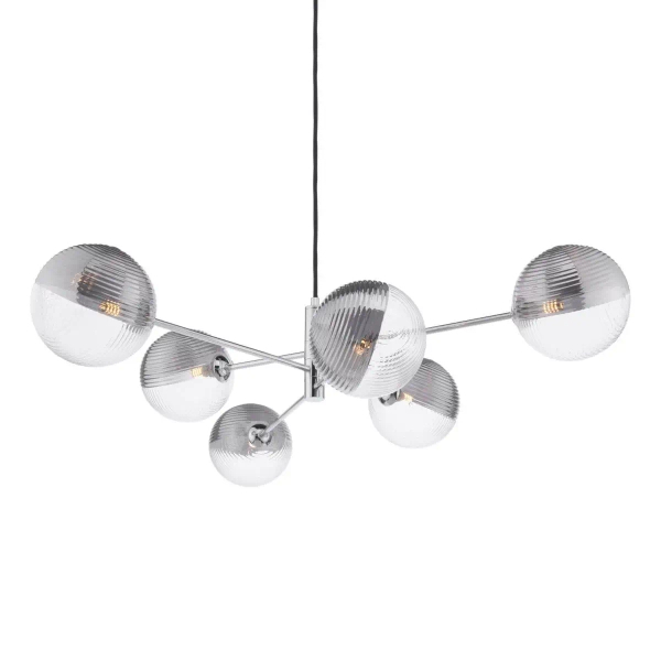 Szklana lampa wisząca Vignette VIG0650-19 kule żebrowane chrom