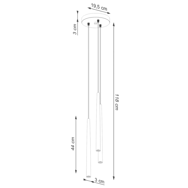 Potrójna lampa wisząca BLISS SL.1463 czarna tuba 3xG9