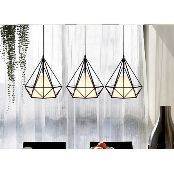 Industrialna lampa wisząca Diament 499 Domeno LED druciana potrójna czarna