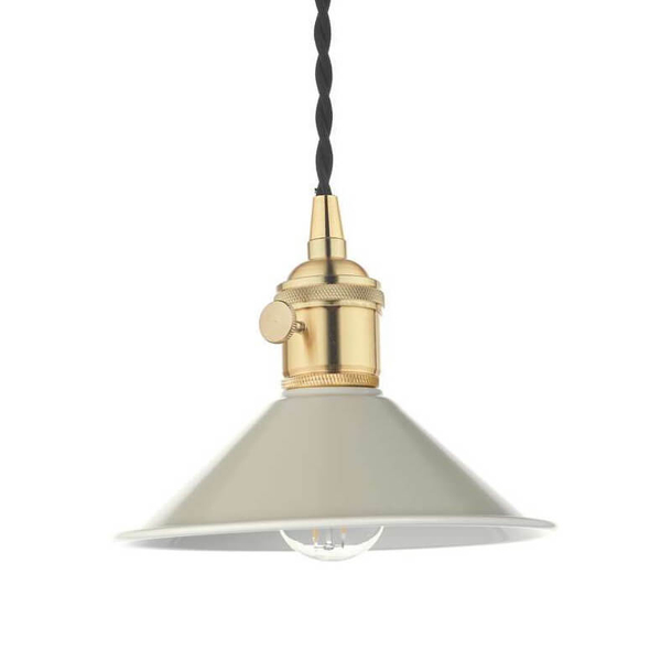 Materiałowa lampa wisząca Hadano HAD0140-06 Dar Lighting szara mosiądz