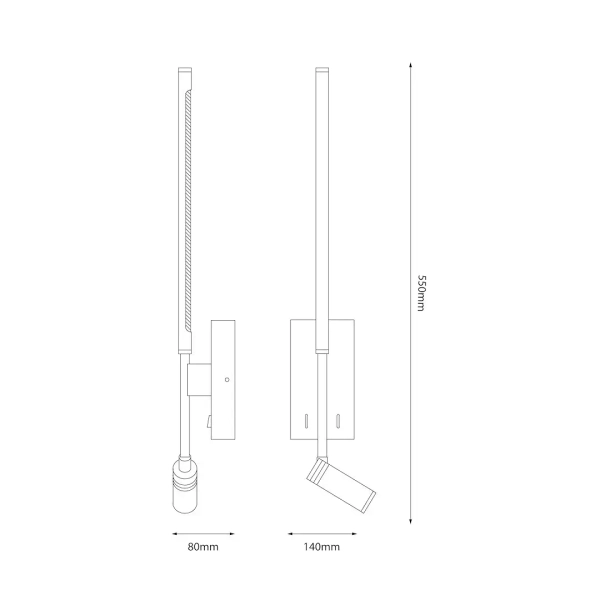 Pionowa lampa ścienna do czytania Torch ML1567 LED 6W+3W 4000K biały