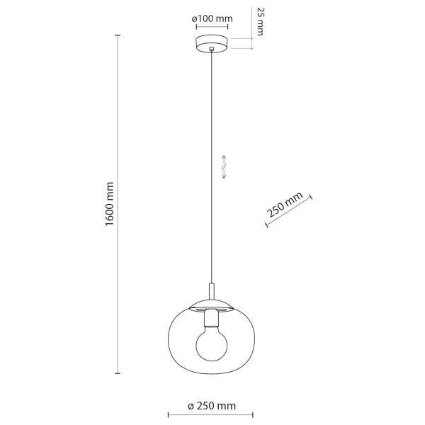 Kulista lampa wisząca VIBE 4816 do sypialni czarny przezroczysty