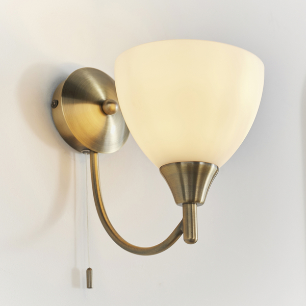 Lampa ścienna Alton 1805-1AN Endon kielich szklany nad stół mosiądz