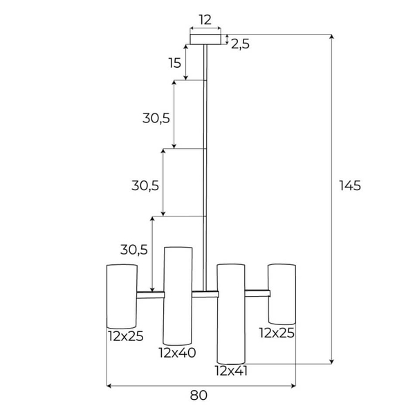 Salonowa lampa wisząca Laxer P0502 Maxlight skracana metalowa tuby biała