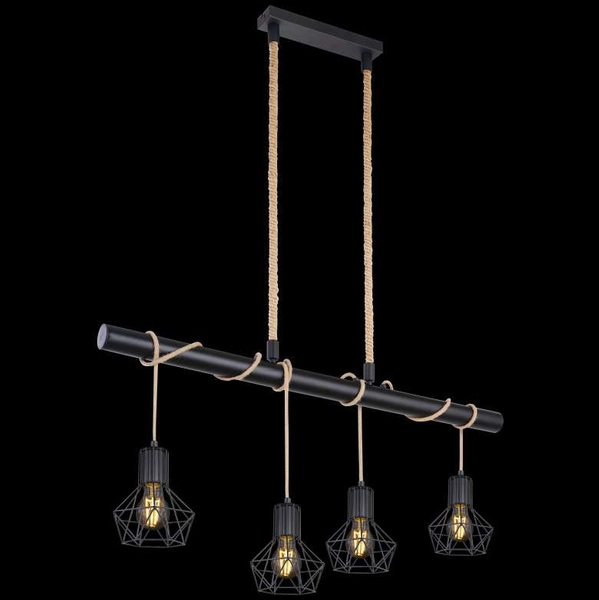 LAMPA wisząca PRISKA 54017-4H Globo belka OPRAWA skandynawska ZWIS liny brązowe czarne