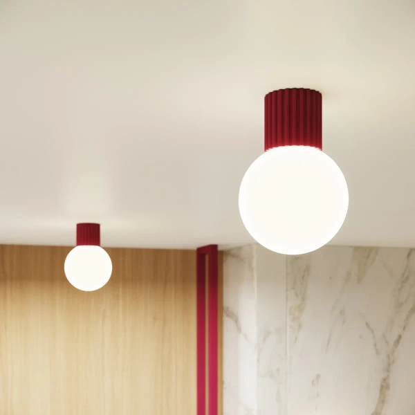 Okrągła lampa sufitowa HALO SL.1748 szklana kula IP44 biała burgundowa