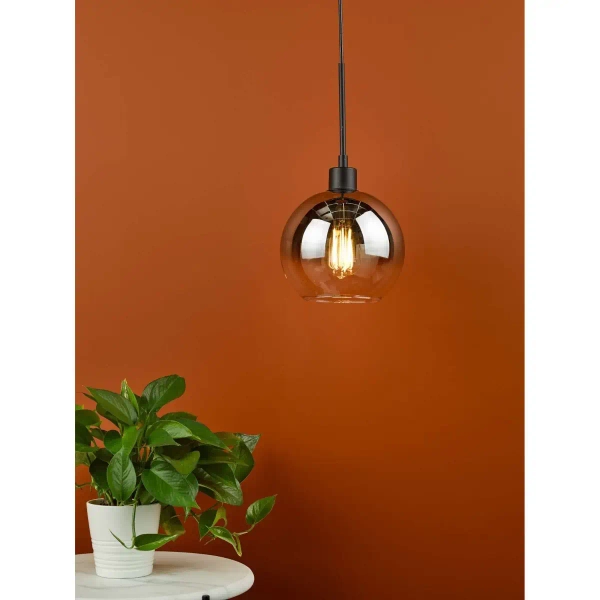 Kulista wisząca lampa Lycia LYC8622 kula do jadalni przydymiona czarna