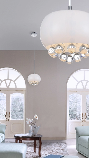Glamour lampa wisząca Quince do sypialni crystal biała