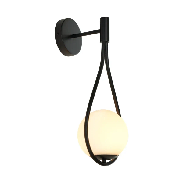 Kinkiet ścienny art deco DROP ST-F079 biały czarny szklany metalowy G9 klosz do sypialni