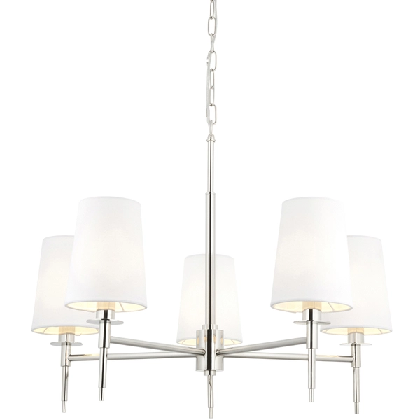 Żyrandol hampton L&-199457 Light& z abażurami białymi nikiel