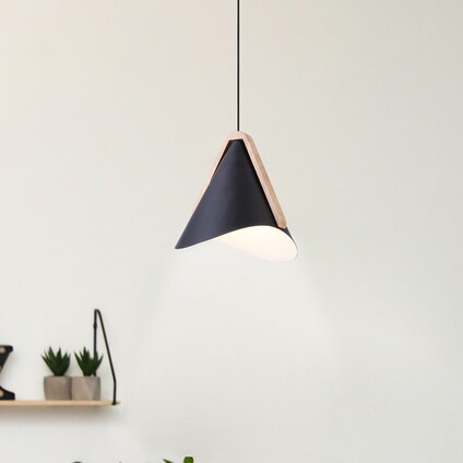 Wisząca lampa salonowa Neva 6650 metalowy zwis nad stół czarny drewno