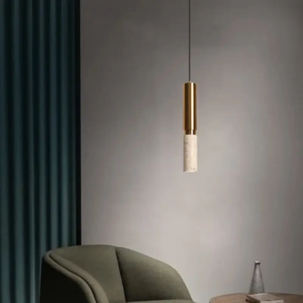 Minimalistyczna zwisająca lampa Travertino CGTRAVER35 kamienna złoty