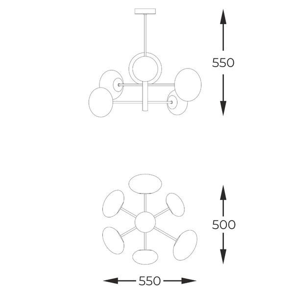 Molekułowa lampa zwisowa Omi 1197 Zumaline kulista biała złota