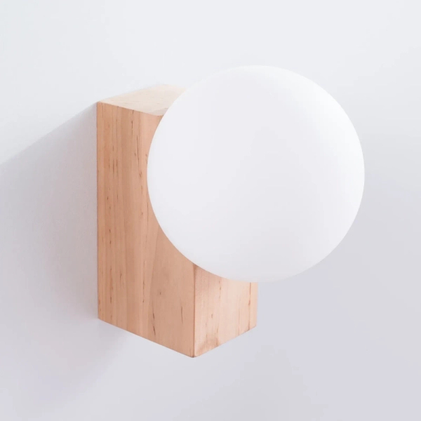 Lampa ścienna BULBO SL.1682 drewniana biała kula G9
