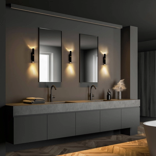 Kinkiet naścienny do przedpokoju Lagos 10145 góra-dół czarna złota