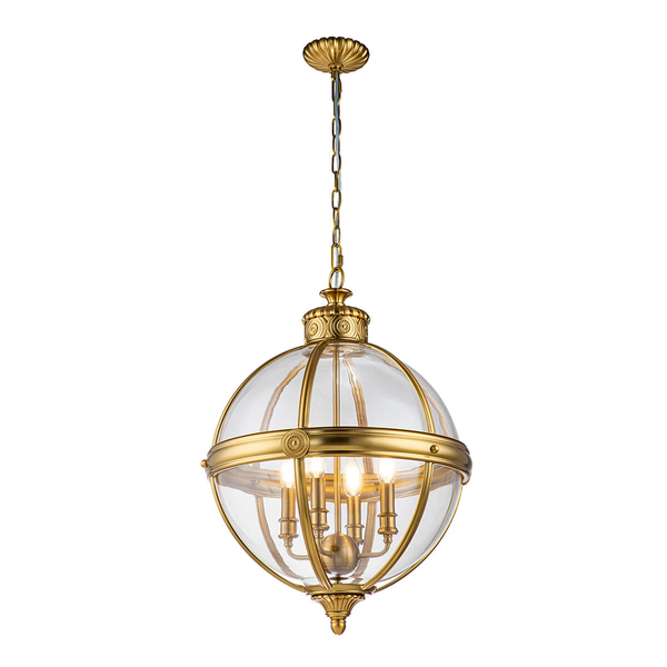 Wisząca lampa retro Adams FE-ADAMS-4P-BB Feiss przezroczysta mosiądz