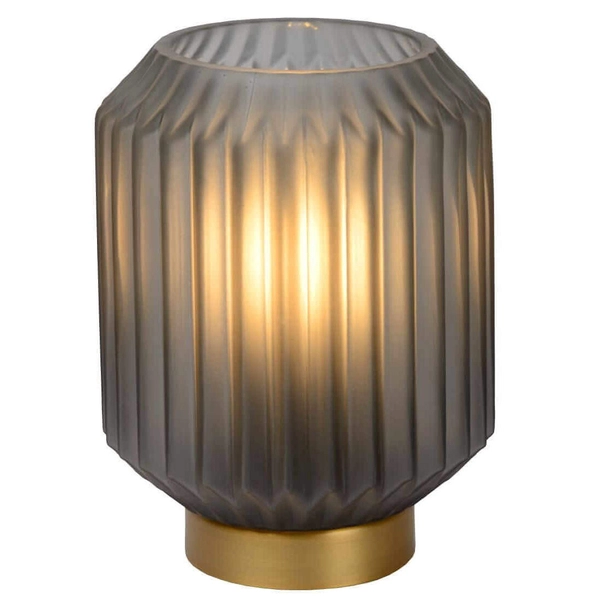 Loftowa LAMPA stołowa SUENO 45595/01/51 Lucide szklana LAMPKA stojąca nocna złota przydymiona