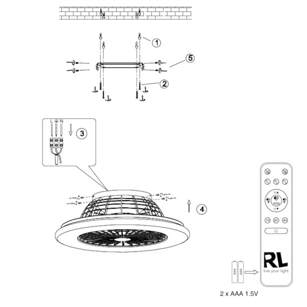 Wentylator sufitowy STRALSUND R62522987 RL Light LED 30W 3000-6500K RGB plafon okrągły srebrny