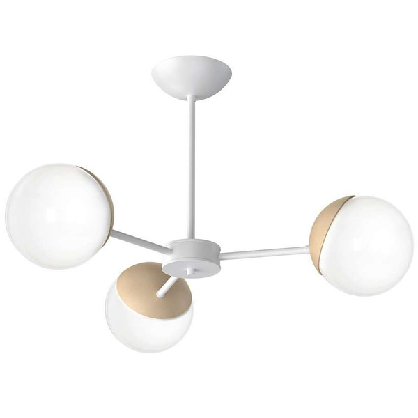 Loftowa LAMPA sufitowa SFERA WOOD MLP5432 Milagro skandynawska OPRAWA plafon szklane kule białe drewno
