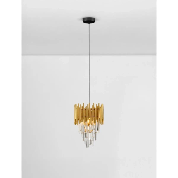 Wisząca lampa PELAVRO LE45107 do salonu glamour złota