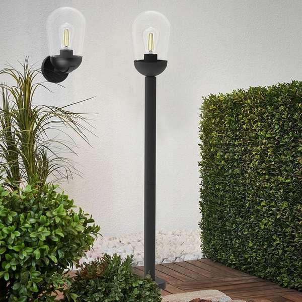 Zewnętrzna lampa ścienna SLP8204 szklany kinkiet do ogrodu czarny